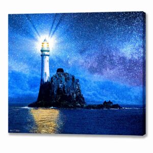 Fastnet Lighthouse At Night - Irish Canvas Print
