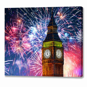 Fireworks Over Big Ben - London Canvas Print