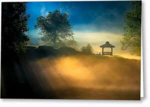 Foggy Sunrise Landscape - Georgia Greeting Card