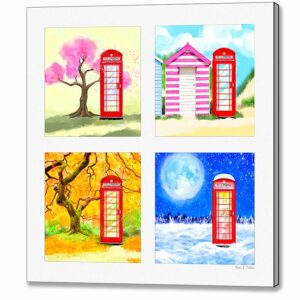 Four Seasons In Britain - Red Telephone Box Canvas Print