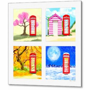 Four Seasons In Britain - Red Telephone Box Metal Print