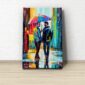 Canvas Print depicting Two Gay Men holding hands in the rain - In Situ Display