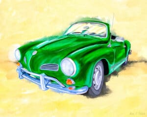 Green Karmann Ghia - Classic Car Art Print