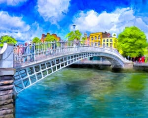 Dublin Landmark Art - Ha’Penny Bridge Art Print