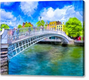 Dublin Landmark Art - Ha’Penny Bridge Canvas Print