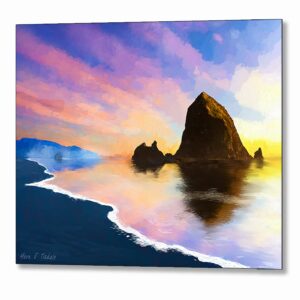 Haystack Rock on Cannon Beach - Oregon Coast Metal Print