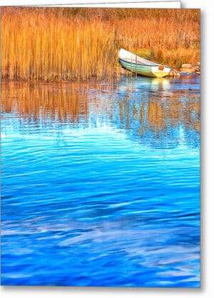 Irish Boat On The River Shore - Galway Greeting Card