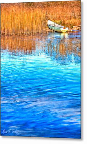 Irish Boat On The River Shore - Galway Metal Print