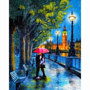 Kiss In The Rain - London River Thames Art Print