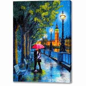 Kiss In The Rain - London River Thames Canvas Print