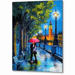 Kiss In The Rain - London River Thames Metal Print