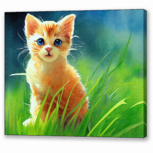 Kitten In The Grass - Ginger Cat Canvas Print
