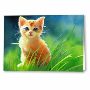 Kitten In The Grass - Ginger Cat Greeting Card