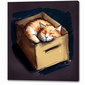 Kitty In A Box - Ginger Cat Canvas Print