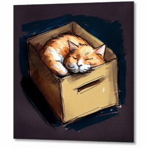 Kitty In A Box - Ginger Cat Metal Print