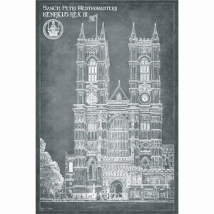 London Architecture Blueprints - Westminster Abbey Art Print