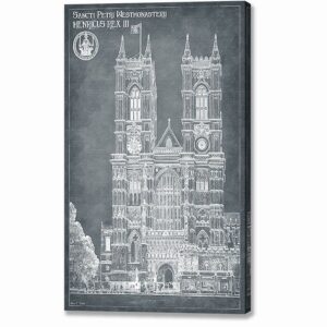 London Architecture Blueprints - Westminster Abbey Canvas Print