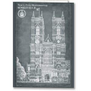 London Architecture Blueprints - Westminster Abbey Greeting Card