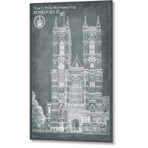 London Architecture Blueprints - Westminster Abbey Metal Print