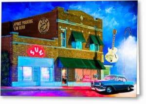 Memphis At Night - Sun Studio Greeting Card
