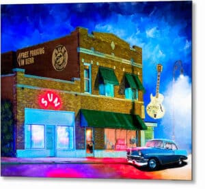 Memphis At Night - Sun Studio Metal Print