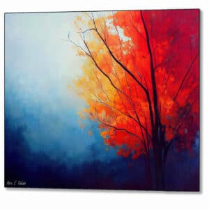 Misty Morning - Fall Foliage Metal Print