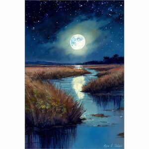 Night On The Coast - Georgia Salt Marsh Art Print