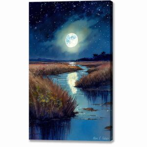 Night On The Coast - Georgia Salt Marsh Canvas Print