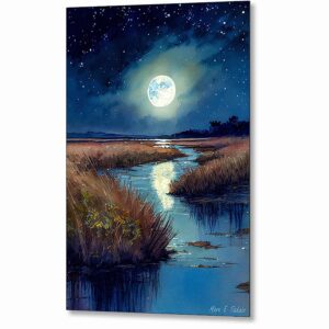 Night On The Coast - Georgia Salt Marsh Metal Print