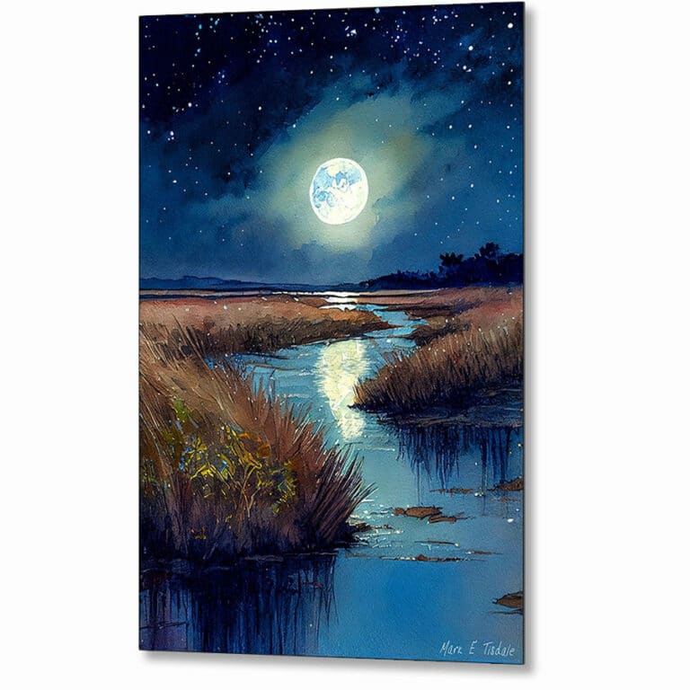 Night On The Coast – Georgia Salt Marsh Metal Print
