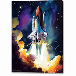 Night Shuttle Launch - Space Exploration Canvas Print