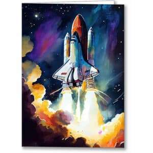 Night Shuttle Launch - Space Exploration Greeting Card