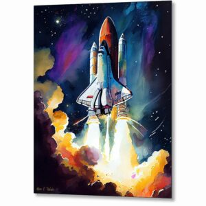 Night Shuttle Launch - Space Exploration Metal Print