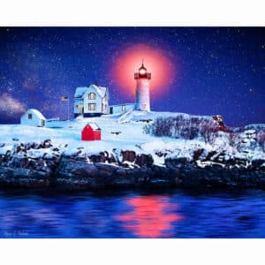 Nubble Light - Winter Night Art Print