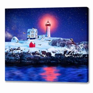 Nubble Light - Winter Night Canvas Print