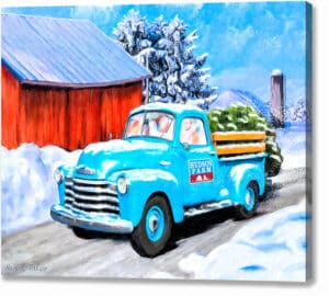 Old Blue Truck In The Snow - Winter Canvas Print