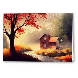 Old Mill In The Morning - Autumn Greeting Card