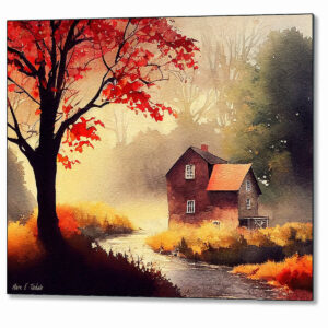 Old Mill In The Morning - Autumn Metal Print
