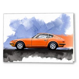 Orange Datsun 240Z - Classic Car Greeting Card