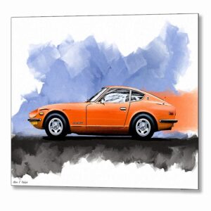 Orange Datsun 240Z - Classic Car Metal Print