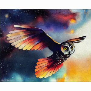 Owl In Flight - Abstract Art Print