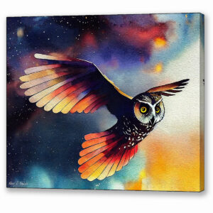 Owl In Flight - Abstract Canvas Print