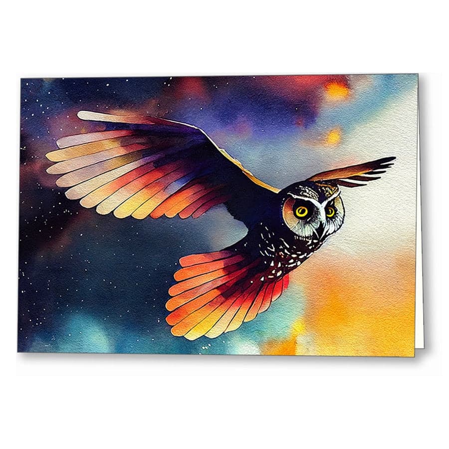 Owl In Flight - Abstract Greeting Card by Mark Tisdale