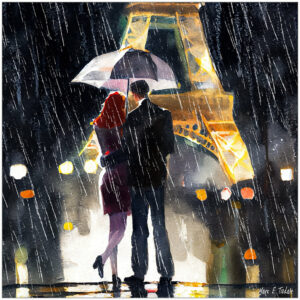 Paris In The Rain - Eiffel Tower Art Print