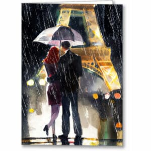 Paris In The Rain - Eiffel Tower Greeting Card