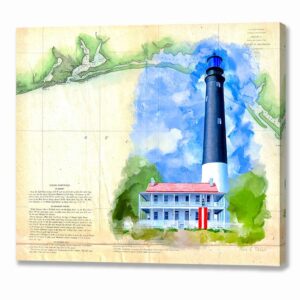 Pensacola Lighthouse - Vintage Florida Map Canvas Print
