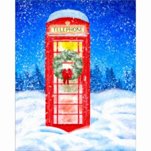 Phone Box In the Snow - British Christmas Art Print