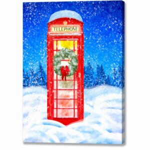 Phone Box In the Snow - British Christmas Canvas Print