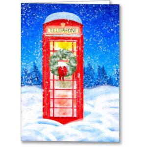 Phone Box In the Snow - British Christmas Card
