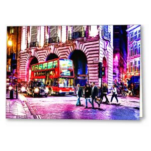 Piccadilly At Night - London Greeting Card